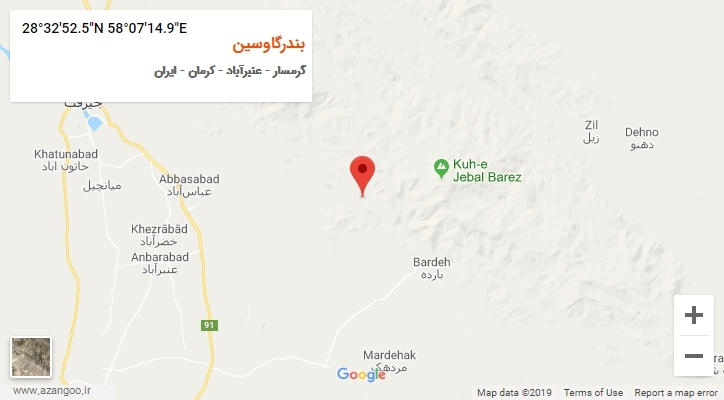 روستای بندرگاوسین بر روی نقشه