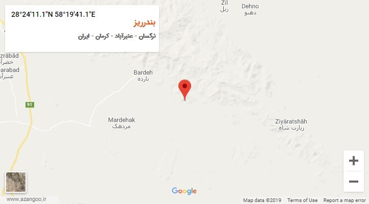 روستای بندرریز بر روی نقشه
