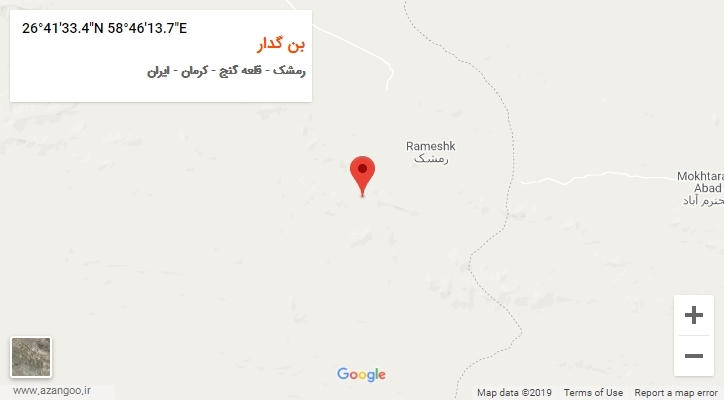 روستای بن گدار بر روی نقشه