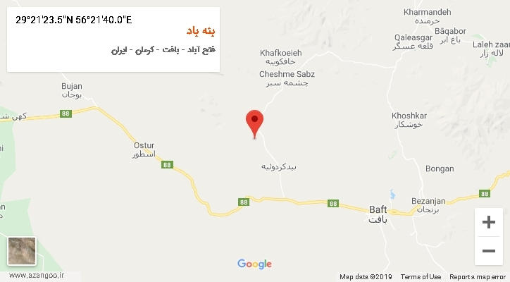 روستای بنه باد بر روی نقشه