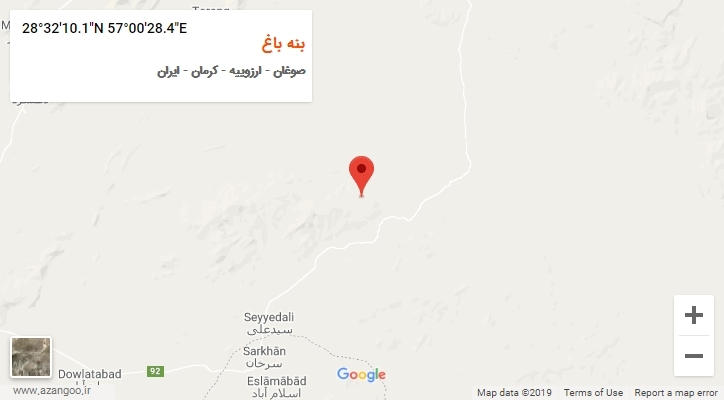 روستای بنه باغ بر روی نقشه