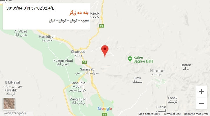 روستای بنه ده زرگر بر روی نقشه