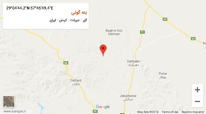 روستای بنه گونی بر روی نقشه