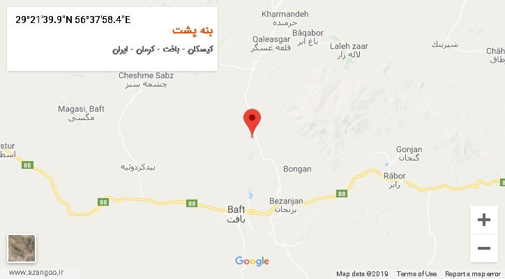 روستای بنه پشت بر روی نقشه