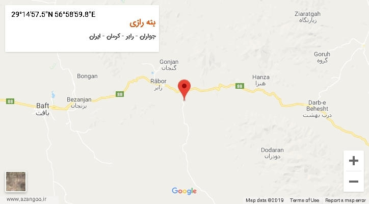 روستای بنه رازی بر روی نقشه