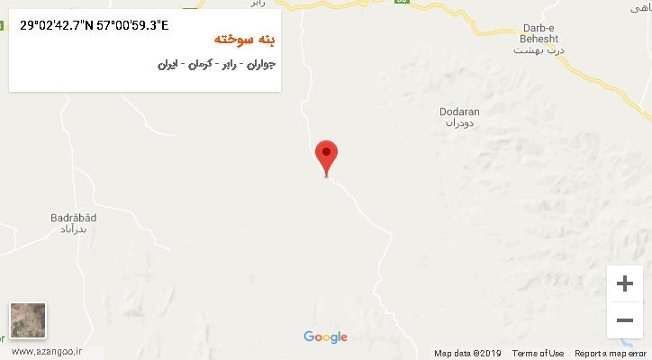 روستای بنه سوخته بر روی نقشه