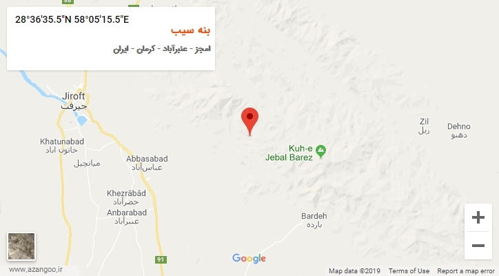 روستای بنه سیب بر روی نقشه