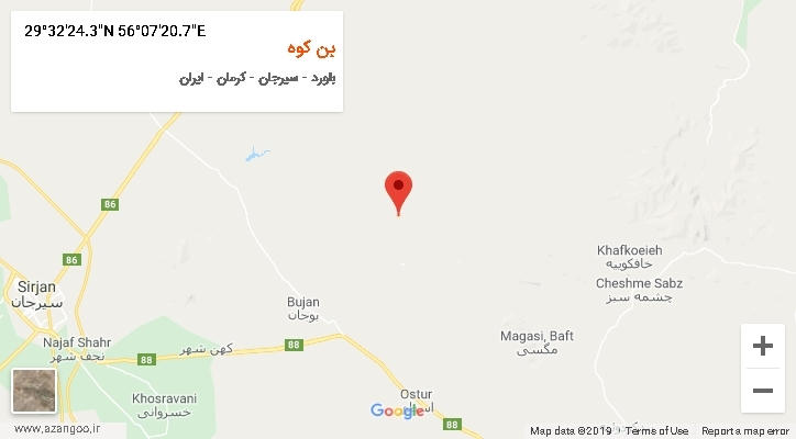 روستای بن کوه بر روی نقشه