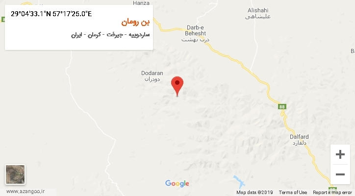 روستای بن رومان بر روی نقشه