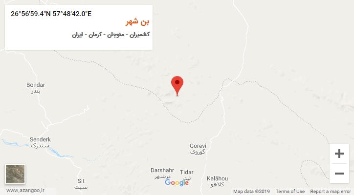 روستای بن شهر بر روی نقشه