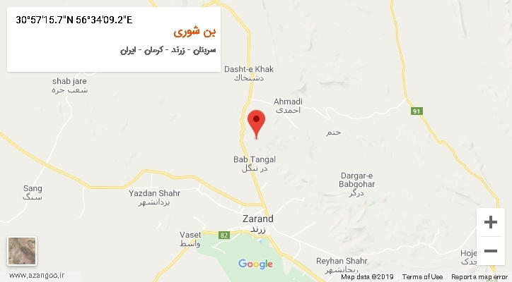 روستای بن شوری بر روی نقشه