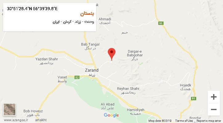 روستای بنستان بر روی نقشه