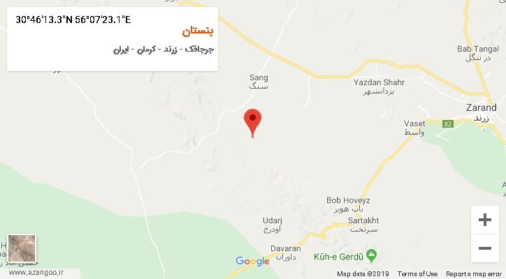 روستای بنستان بر روی نقشه