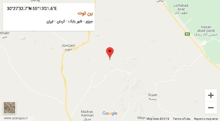 روستای بن توت بر روی نقشه
