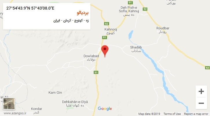 روستای بردیالو بر روی نقشه
