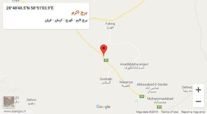 روستای برج اکرم بر روی نقشه