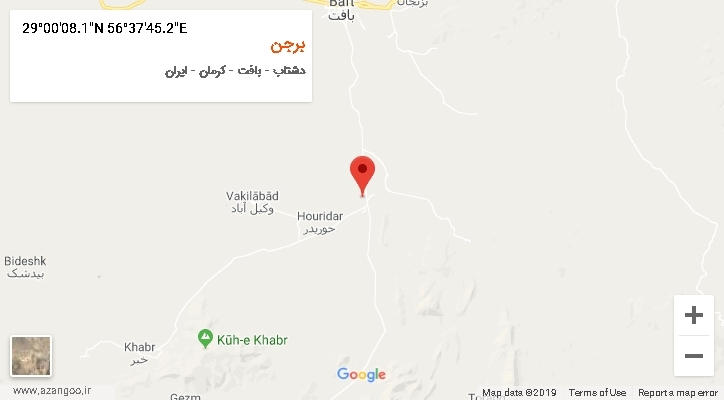 روستای برجن بر روی نقشه