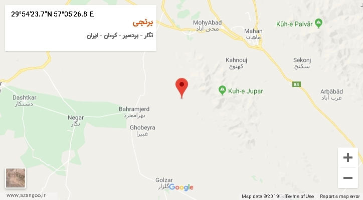 روستای برنجی بر روی نقشه