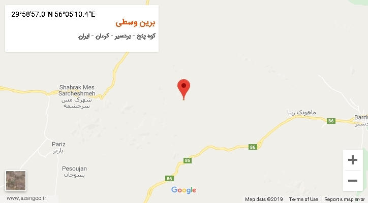 روستای برین وسطی بر روی نقشه