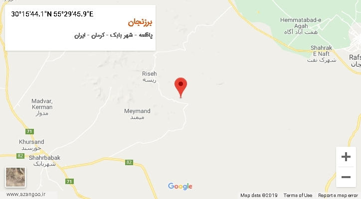 روستای برزنجان بر روی نقشه