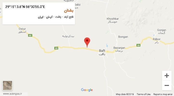 روستای بشنان بر روی نقشه
