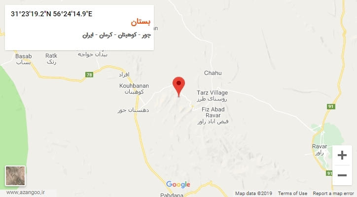 روستای بستان بر روی نقشه