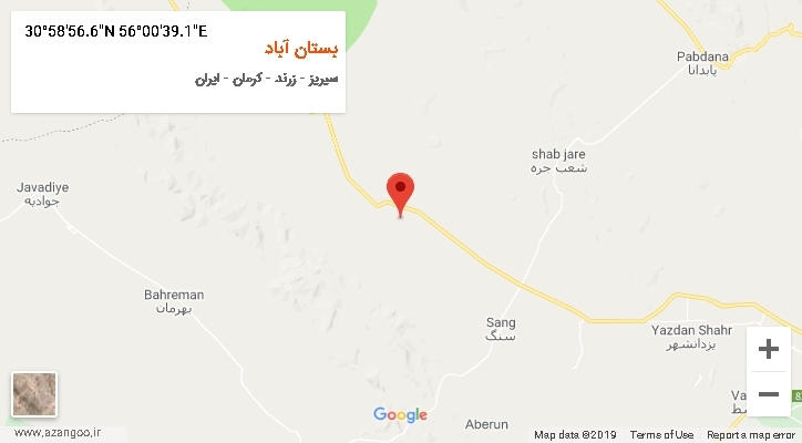 روستای بستان آباد بر روی نقشه