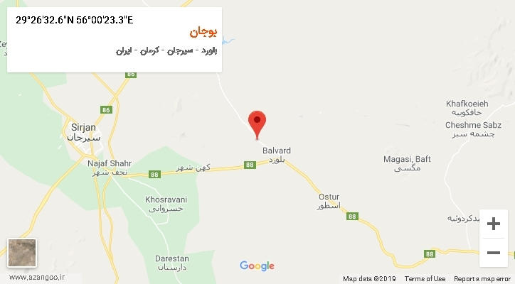 روستای بوجان بر روی نقشه