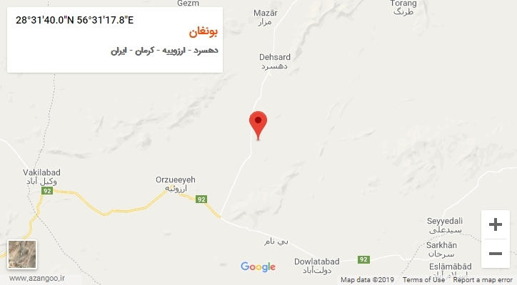 روستای بونغان بر روی نقشه