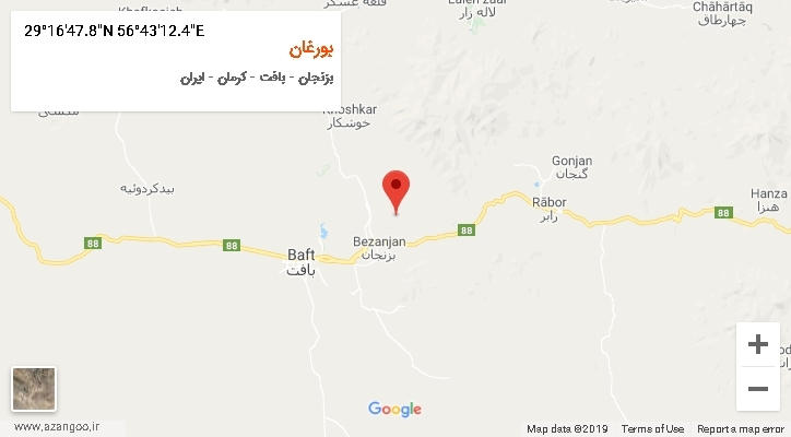 روستای بورغان بر روی نقشه