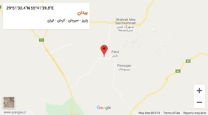 روستای بیدان بر روی نقشه