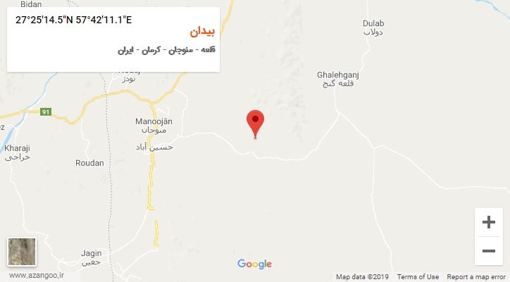 روستای بیدان بر روی نقشه