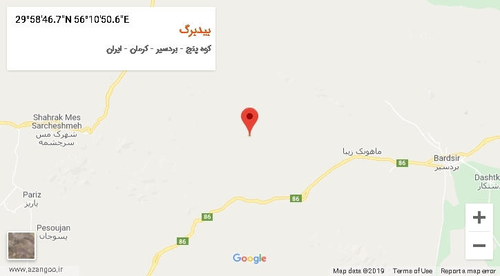 روستای بیدبرگ بر روی نقشه