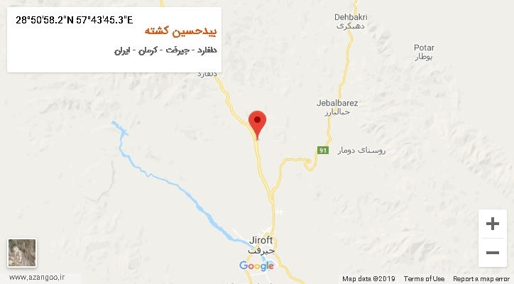 روستای بیدحسین کشته بر روی نقشه