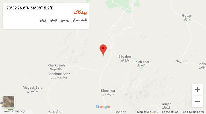 روستای بیدکاک بر روی نقشه