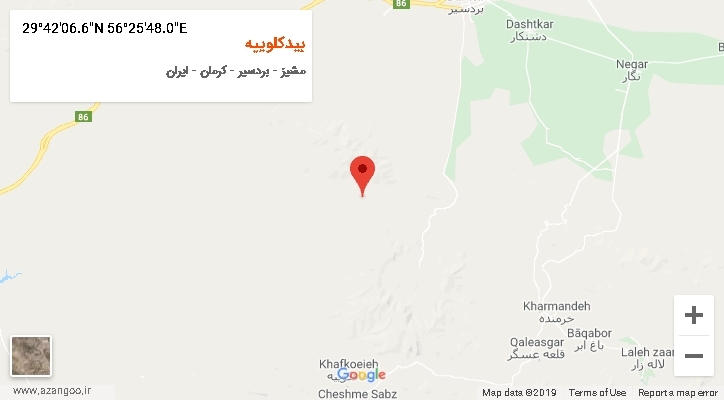 روستای بیدکلوییه بر روی نقشه
