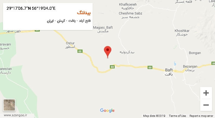 روستای بیدلنگ بر روی نقشه
