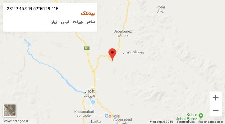 روستای بیدلنگ بر روی نقشه
