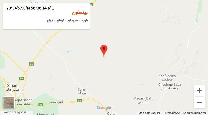 روستای بیدمغون بر روی نقشه