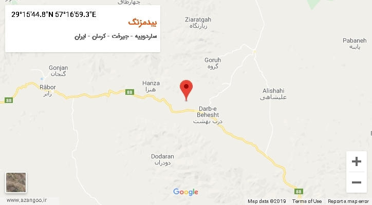 روستای بیدمزنگ بر روی نقشه
