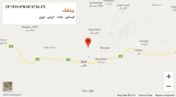 روستای بیدشک بر روی نقشه