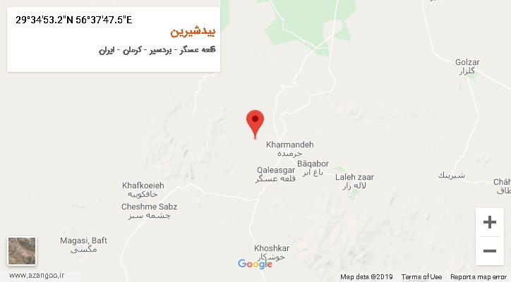 روستای بیدشیرین بر روی نقشه