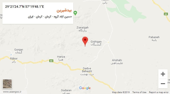 روستای بیدشیرین بر روی نقشه