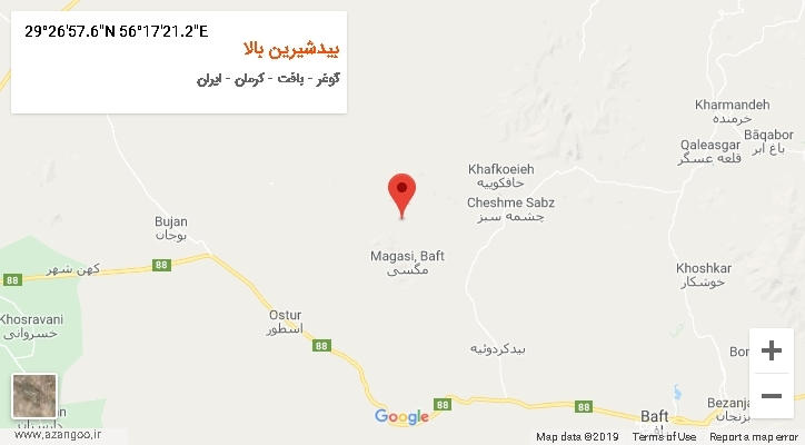 روستای بیدشیرین بالا بر روی نقشه
