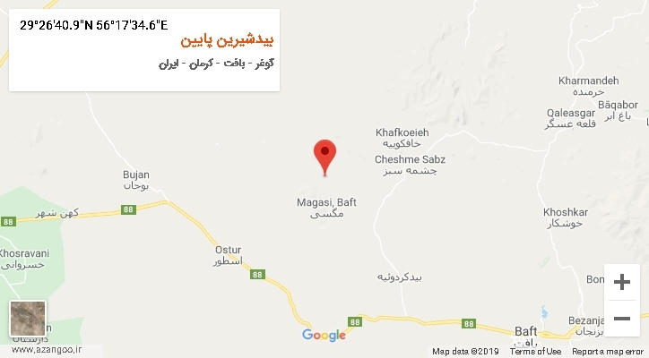 روستای بیدشیرین پایین بر روی نقشه