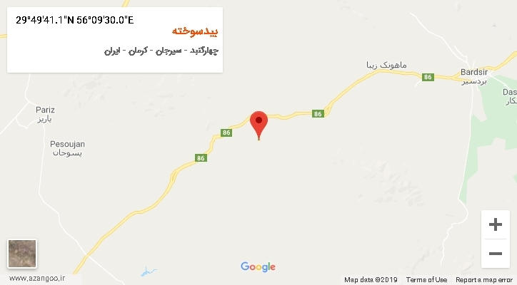روستای بیدسوخته بر روی نقشه