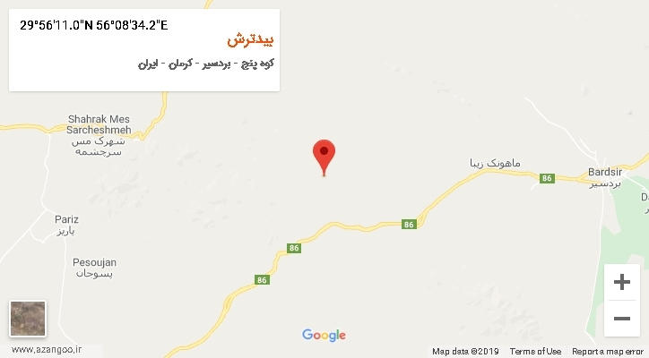روستای بیدترش بر روی نقشه