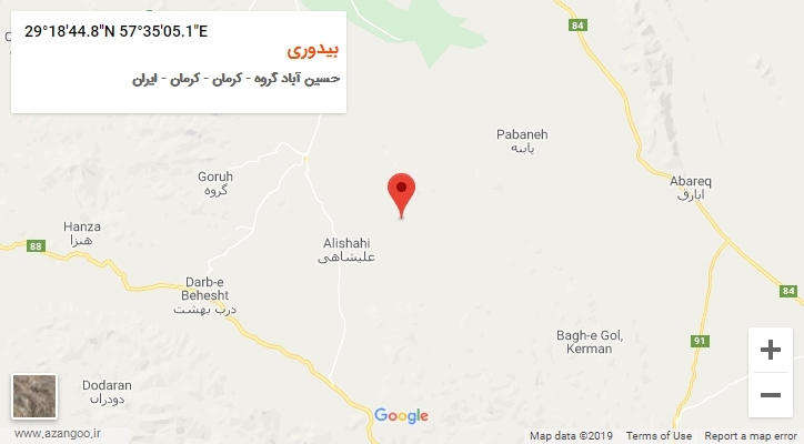 روستای بیدوری بر روی نقشه