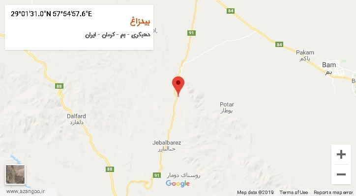 روستای بیدزاغ بر روی نقشه
