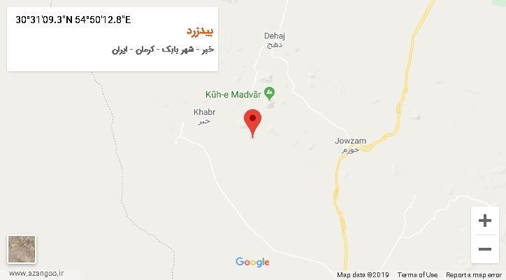 روستای بیدزرد بر روی نقشه